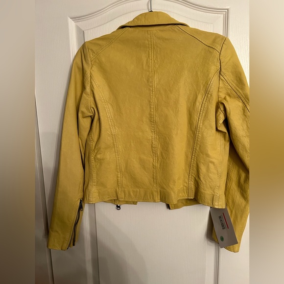 New Yellow Leather Jacket Women’s Size 6 - Picture 13 of 15